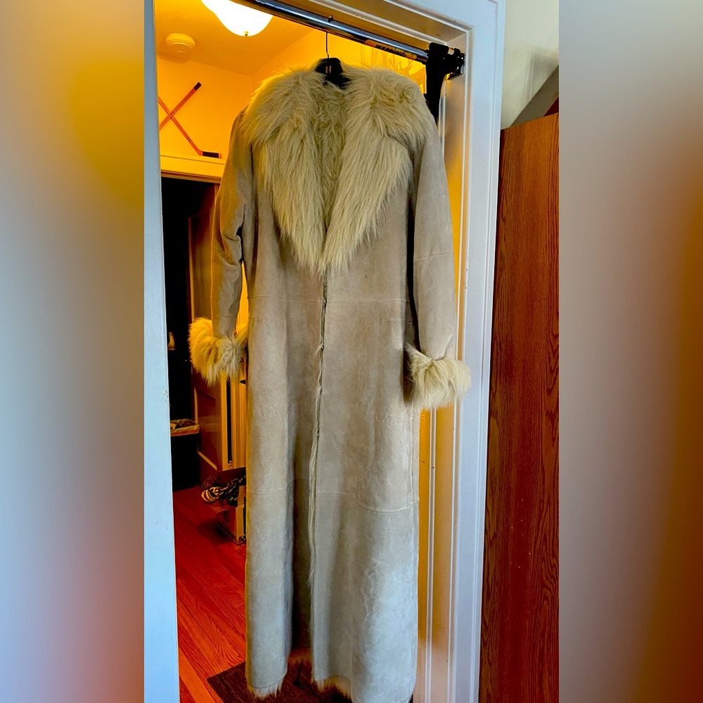 Genuine Suede Leather Trench Coat